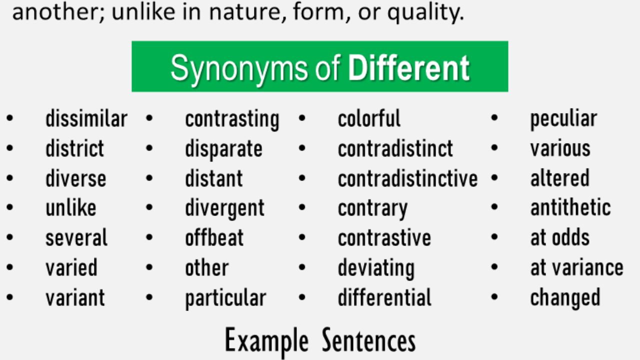 Another word for Different, What is another, synonym word for ...