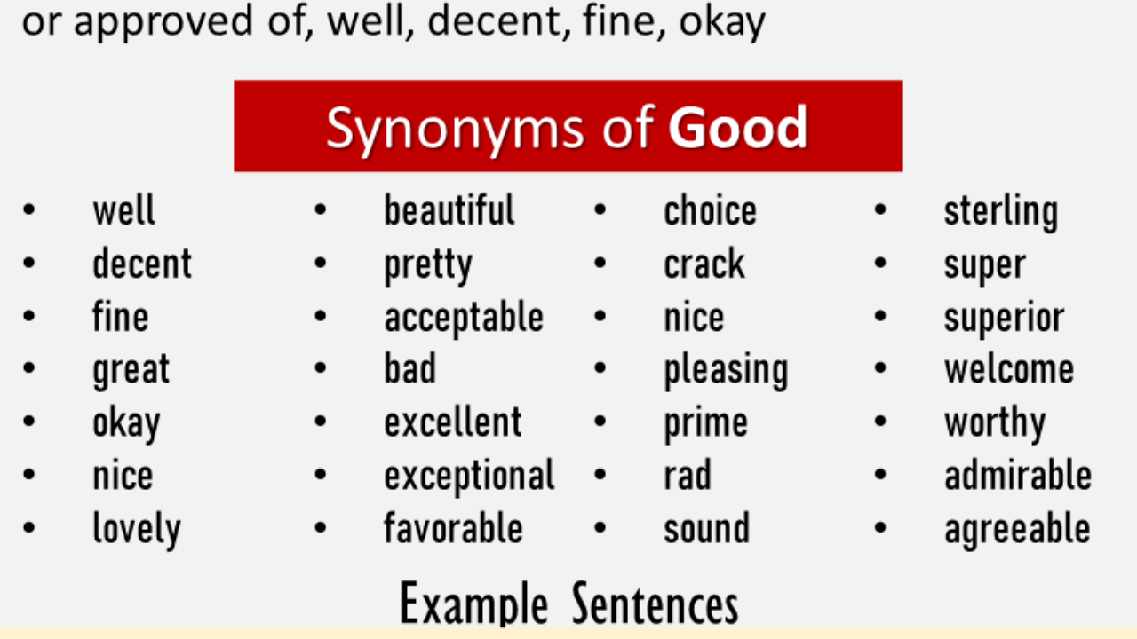 Another word for Good, What is another, synonym word for Good ...