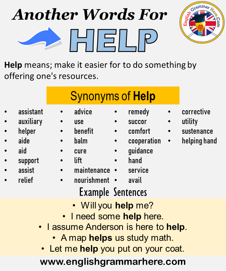 Another word for Help, What is another, synonym word for Help?