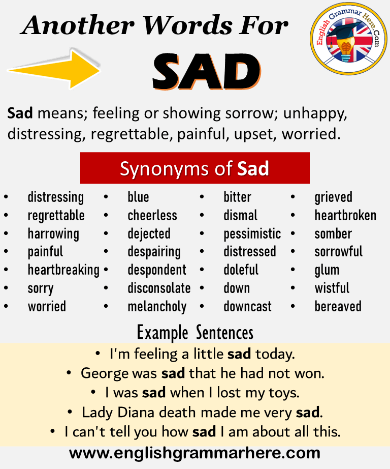 Another word for Sad, What is another, synonym word for Sad   English ...