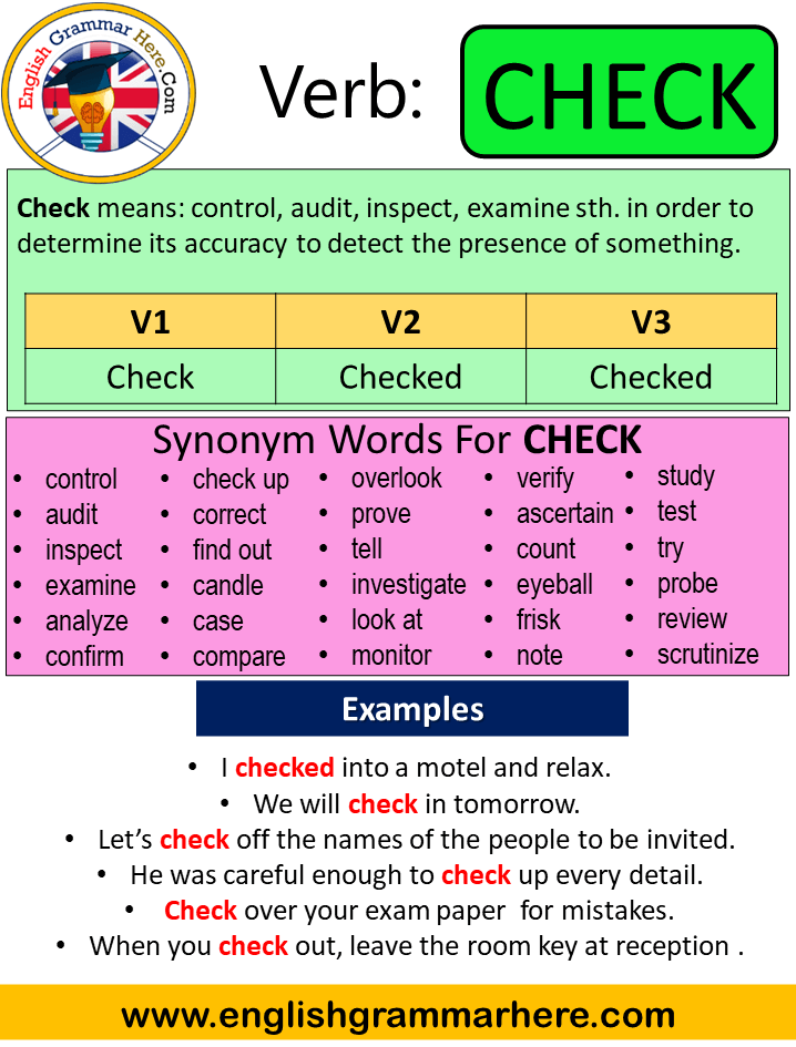 Check Past Simple, Simple Past Tense of Check Past Participle, V1 V2 V3 Form Of Check