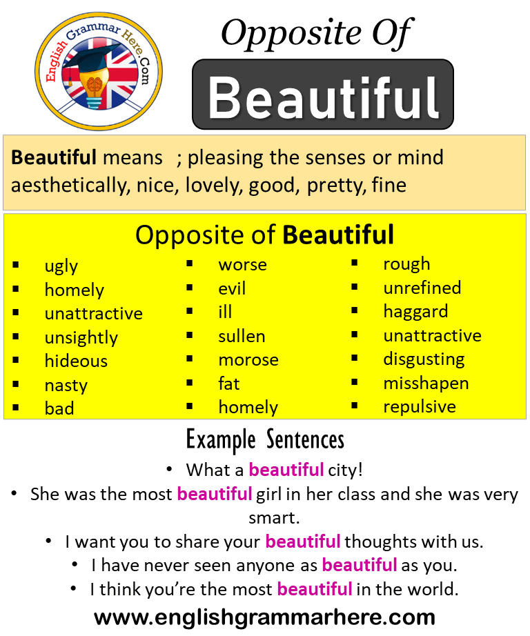 Opposite Of Beautiful, Antonyms of Beautiful, Meaning and