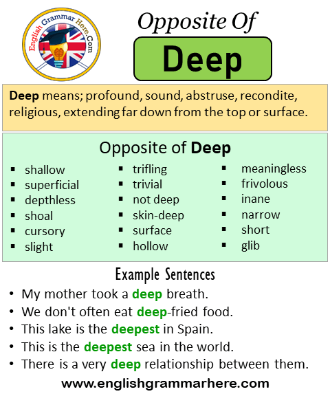 Opposite Of Deep, Antonyms of Deep, Meaning and Example Sentences