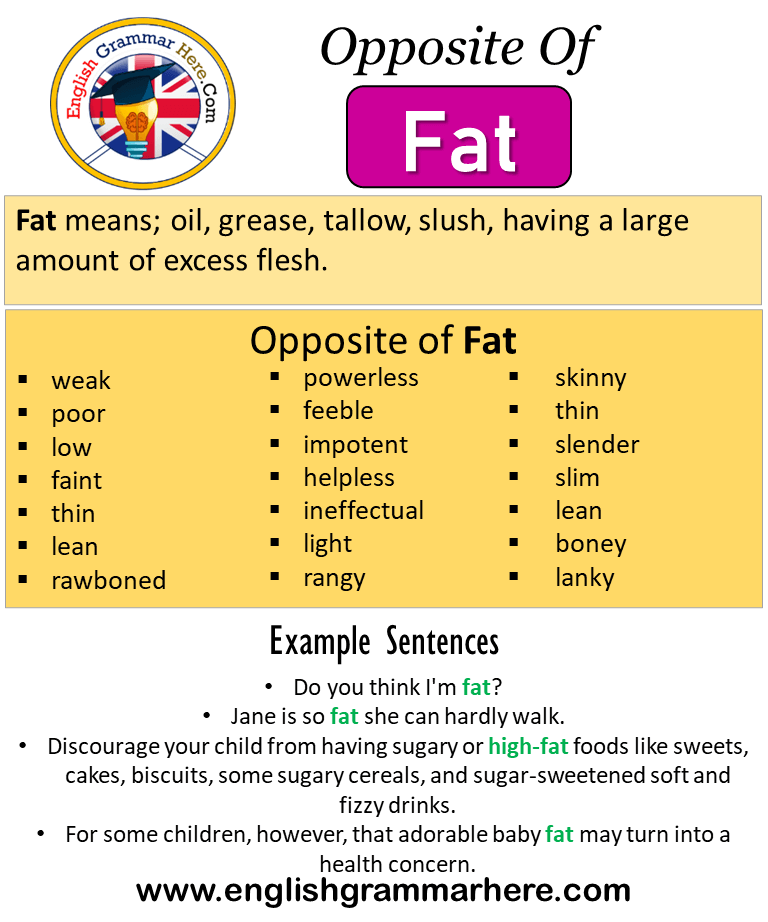 Opposite Of Fat, Antonyms of Fat, Meaning and Example Sentences