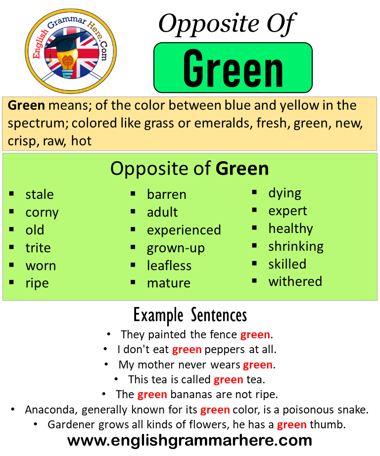 meaning of green in english