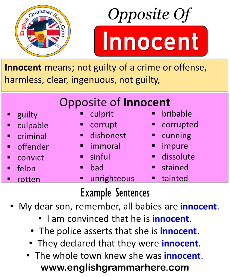 Opposite Of Innocent, Antonyms of Innocent, Meaning and Example Sentences