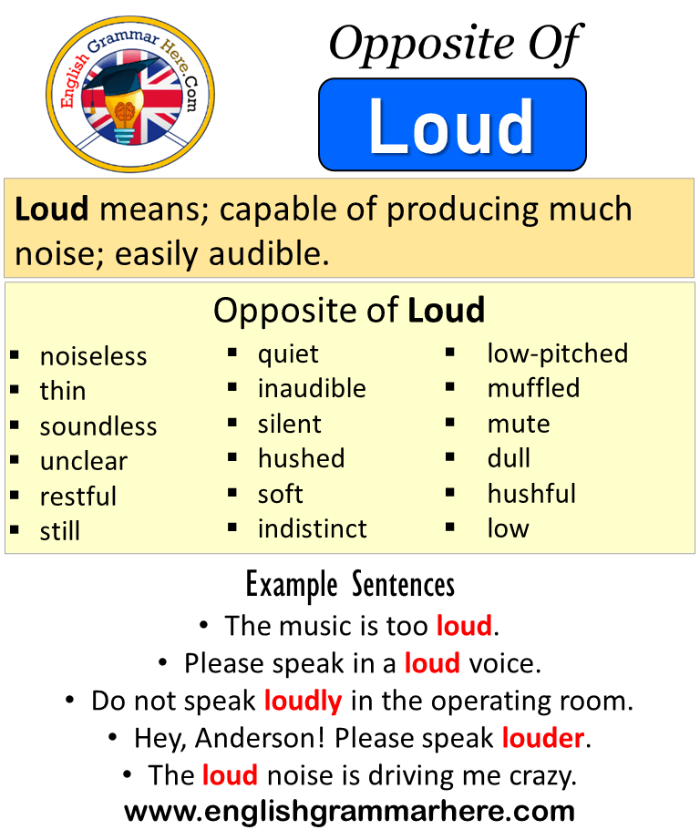 Opposite Of Loud, Antonyms of Loud, Meaning and Example Sentences