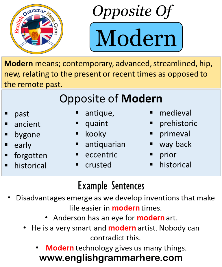 18 Opposite Of Modern, Antonyms of Modern, Meaning and Example