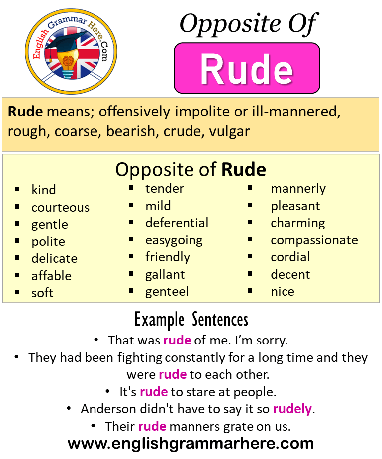 Opposite Of Rude Antonyms Of Rude Meaning And Example Sentences English Grammar Here