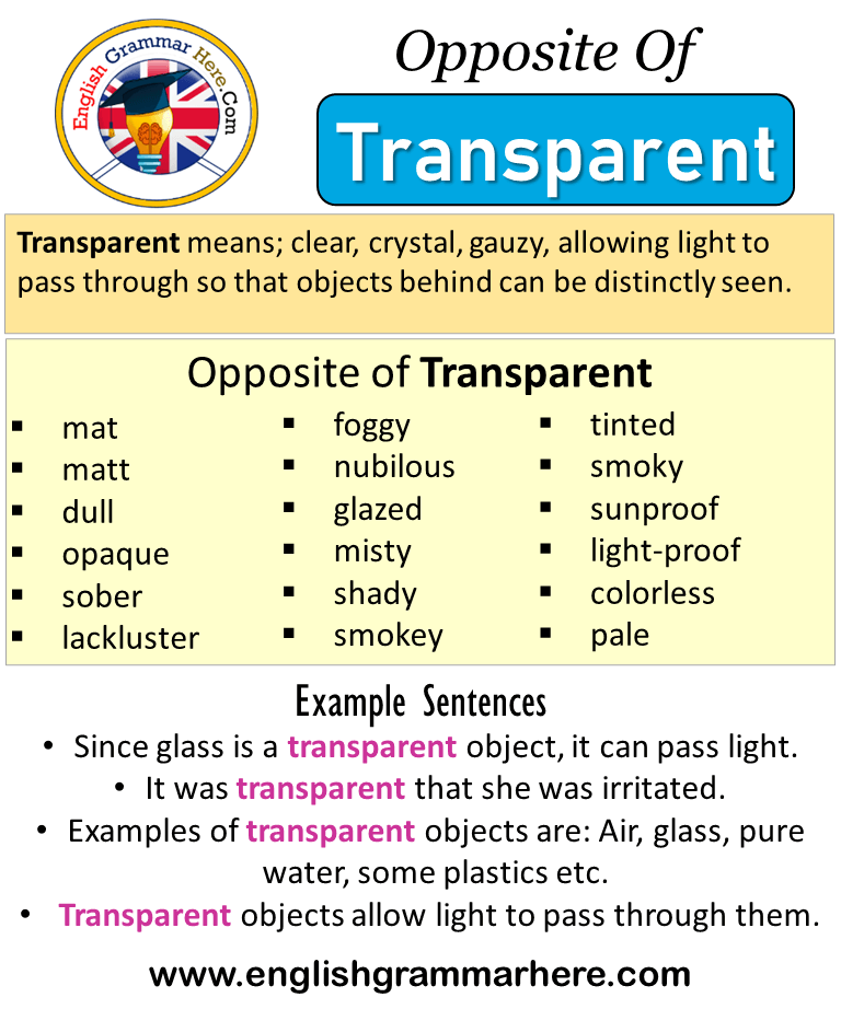 Opposite Of Transparent, Antonyms of Transparent, Meaning and Example Sentences