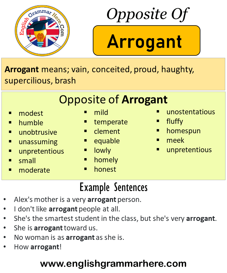 Opposite Of Arrogant, Antonyms of Arrogant, Meaning and Example Sentences -  English Grammar Here