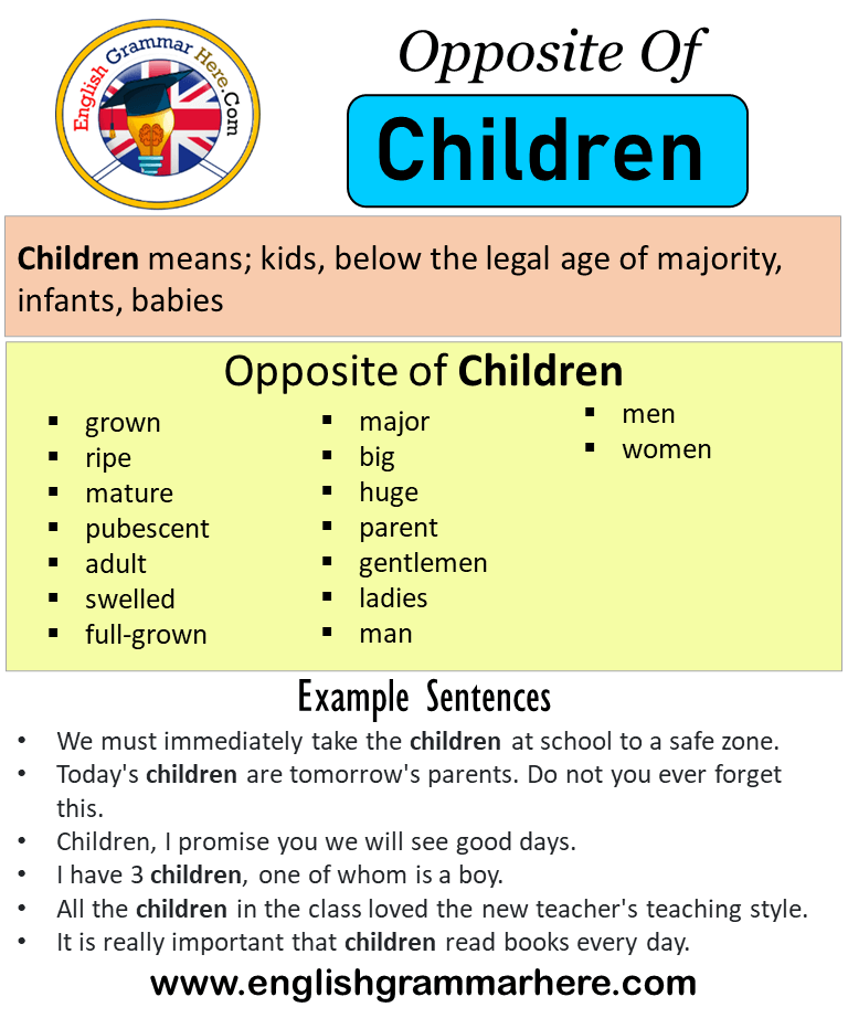 opposite words with pictures for kids