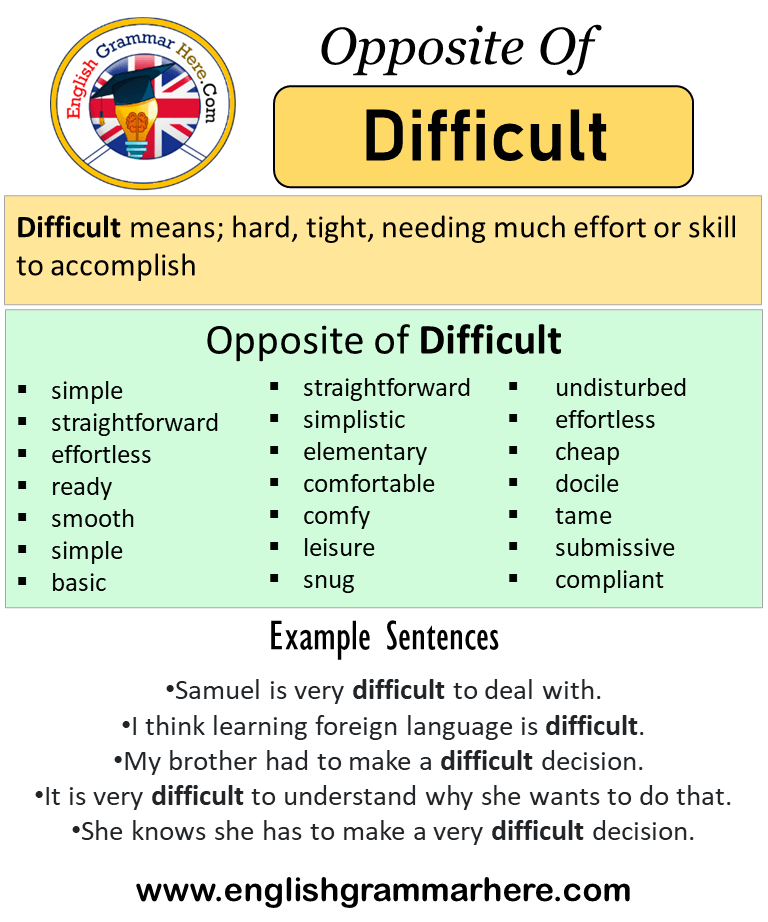 give antonyms for difficult