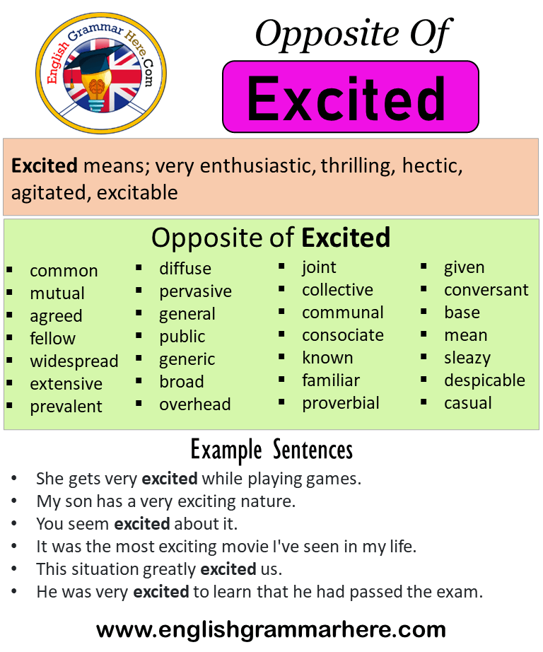 Opposite Of Excited, Antonyms of Excited, Meaning and Example Sentences