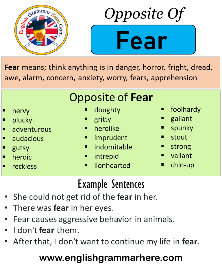 Opposite Of Fear, Antonyms of Fear, Meaning and Example Sentences
