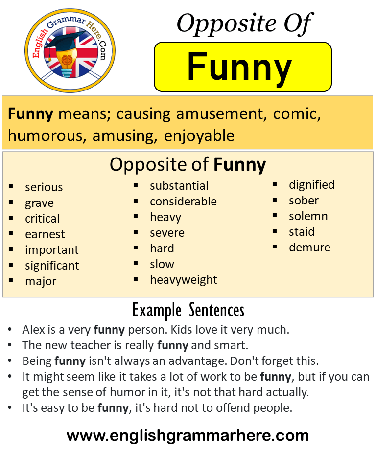 Opposite Of Funny, Antonyms of Funny, Meaning and Example Sentences -  English Grammar Here
