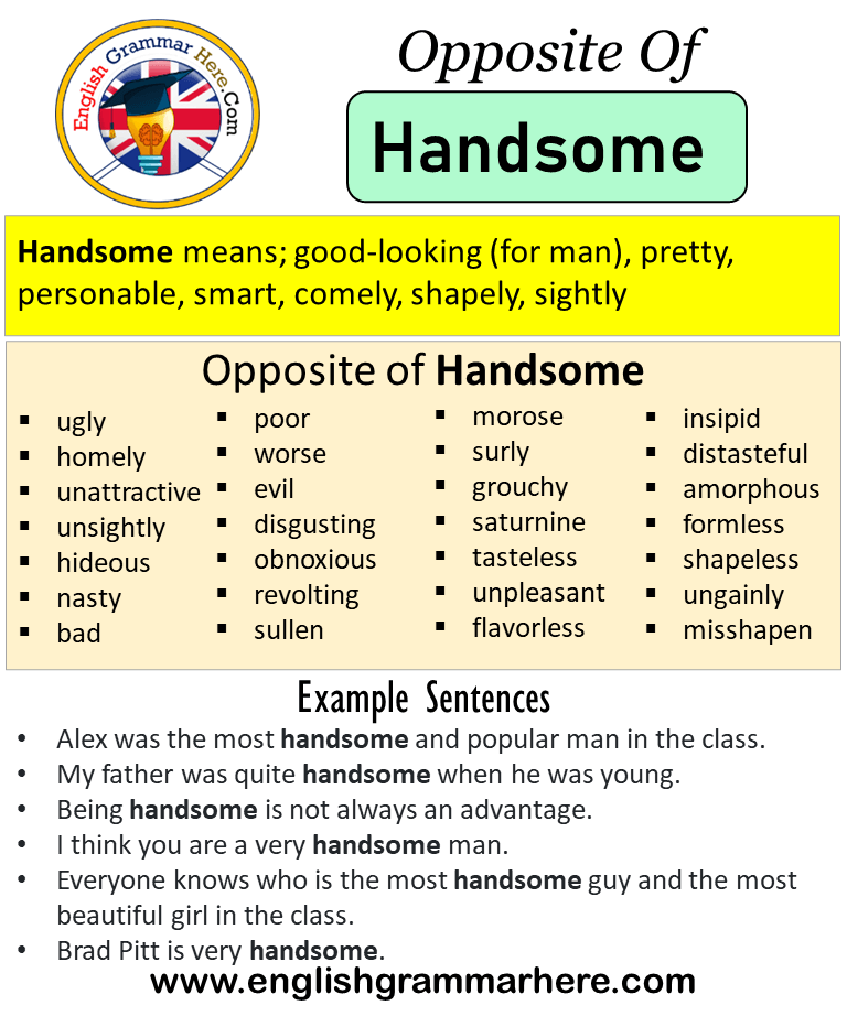 Opposite Of Handsome, Antonyms of Handsome, Meaning and Example Sentences