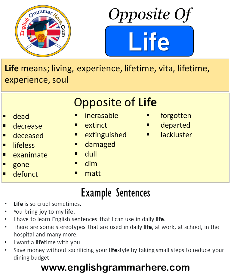 Opposite Of Life, Antonyms of Life, Meaning and Example Sentences