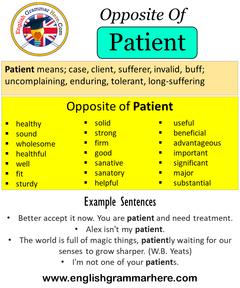 Opposite Of Patient, Antonyms of Patient, Meaning and Example Sentences