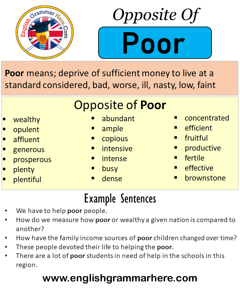 Opposite Of Poor, Antonyms of Poor, Meaning and Example Sentences