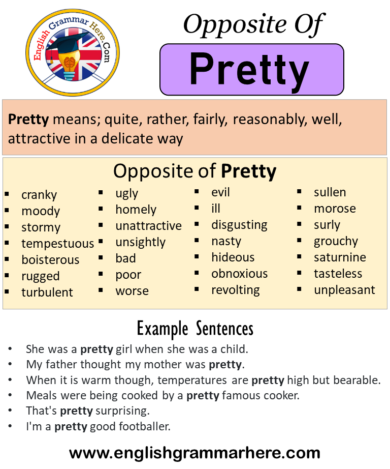 Opposite Of Pretty, Antonyms of Pretty, Meaning and Example Sentences