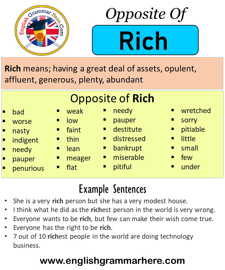 Opposite Of Rich, Antonyms of Rich, Meaning and Example Sentences