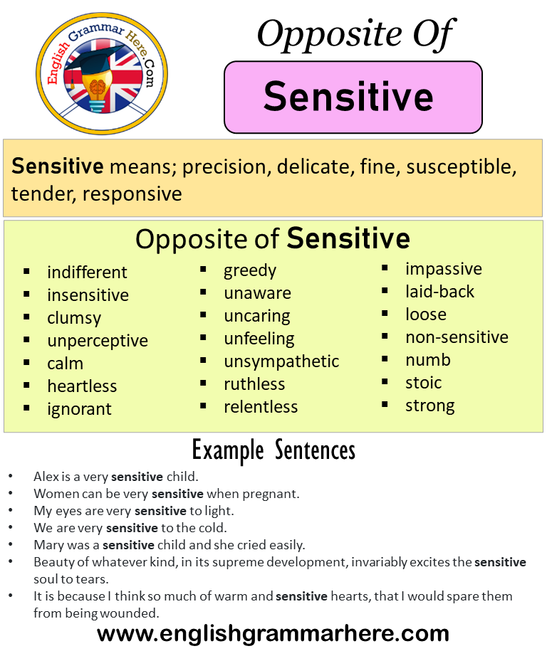 Opposite Of Sensitive, Antonyms of Sensitive, Meaning and Example Sentences