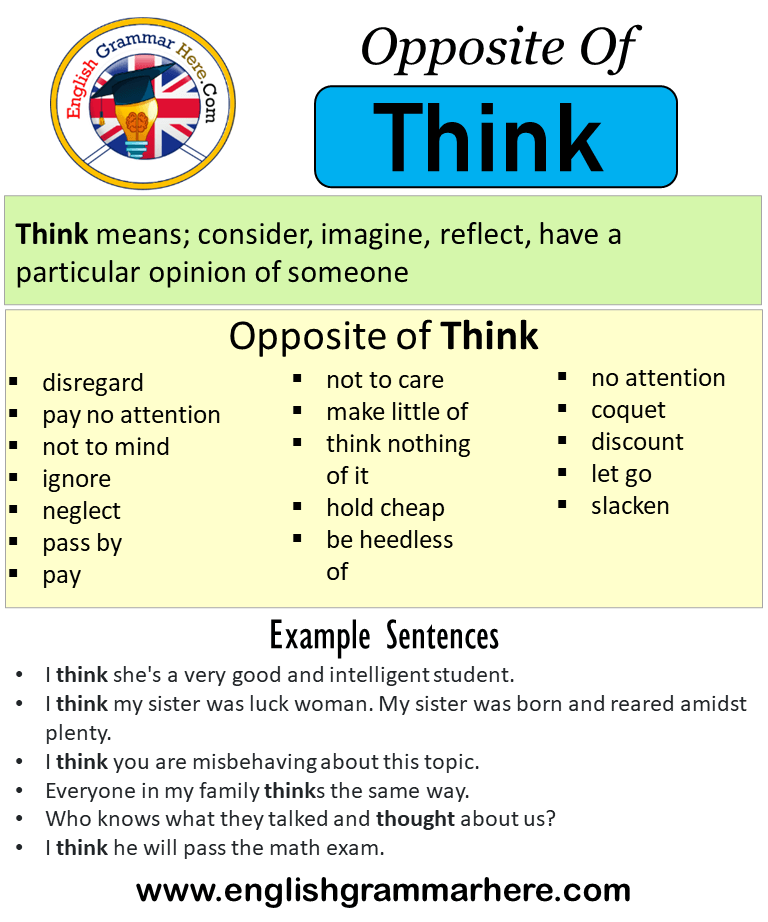 Opposite Of Think, Antonyms of Think, Meaning and Example Sentences