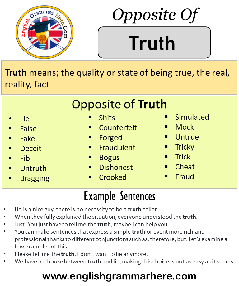 Opposite Of Truth, Antonyms of Truth, Meaning and Example Sentences