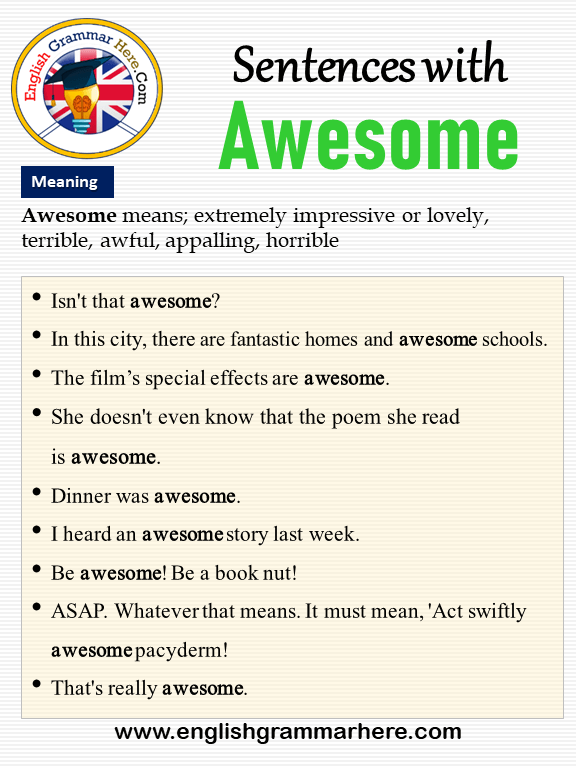 Sentences With Awesome Awesome In A Sentence And Meaning English Grammar Here