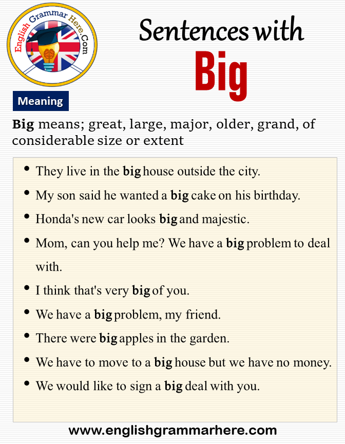 Sentences with Big, Meaning and Example Sentences