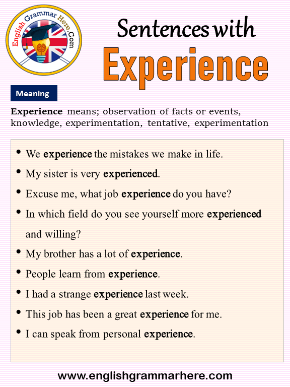Sentences with Experience, Experience in a Sentence and Meaning