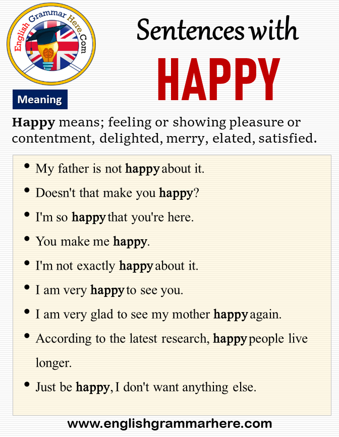 Sentences with Happy, Meaning and Example Sentences