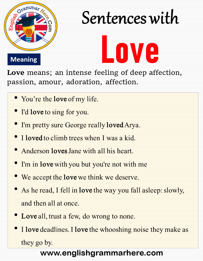 Sentences with Love, Meaning and Example Sentences