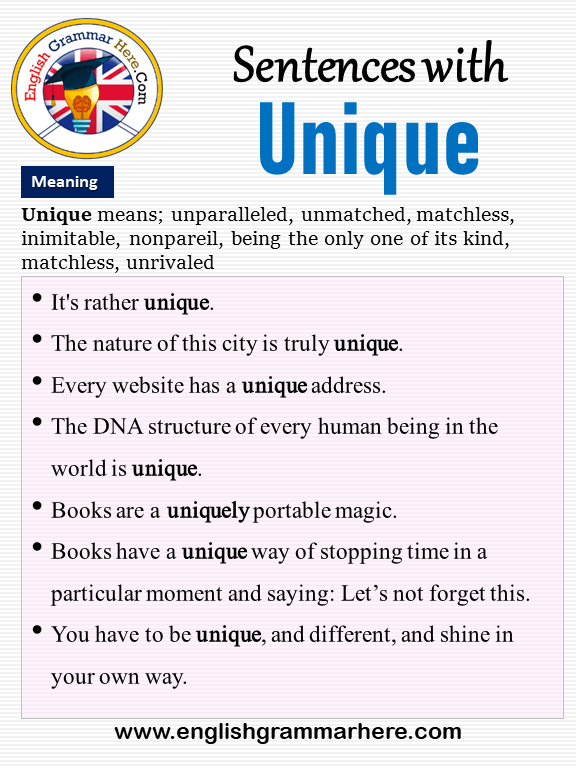 Sentences with Unique, Unique in a Sentence and Meaning