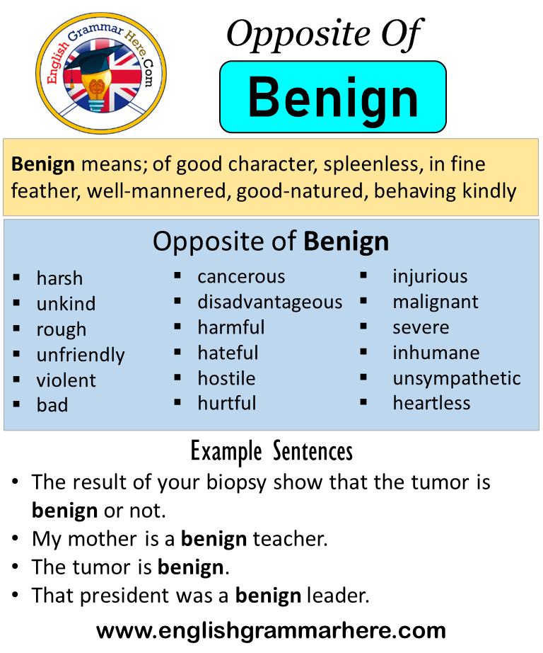 Opposite Of Benign, Antonyms of Benign, Meaning and Example Sentences
