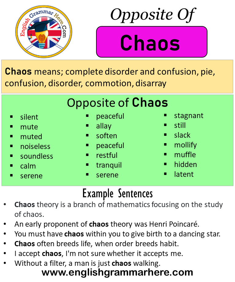 Opposite Of Chaos Antonyms Of Chaos Meaning And Example Sentences English Grammar Here