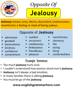 Opposite Of Jealousy, Antonyms of Jealousy, Meaning and Example