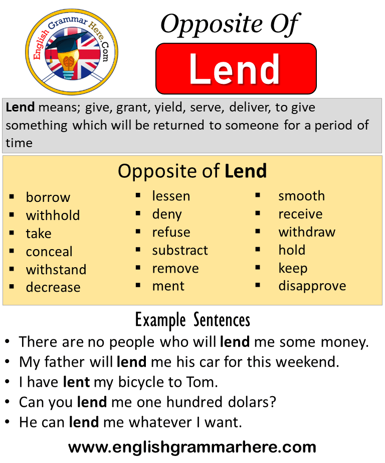 Opposite Of Lend, Antonyms of Lend, Meaning and Example Sentences