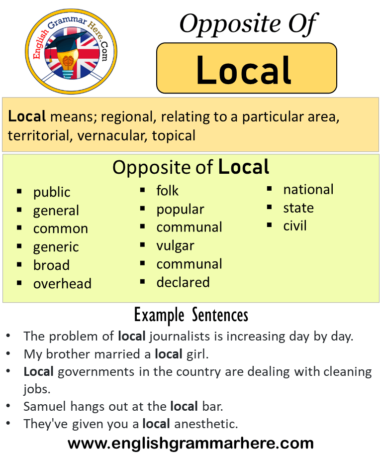 Opposite Of Local, Antonyms of Local, Meaning and Example Sentences