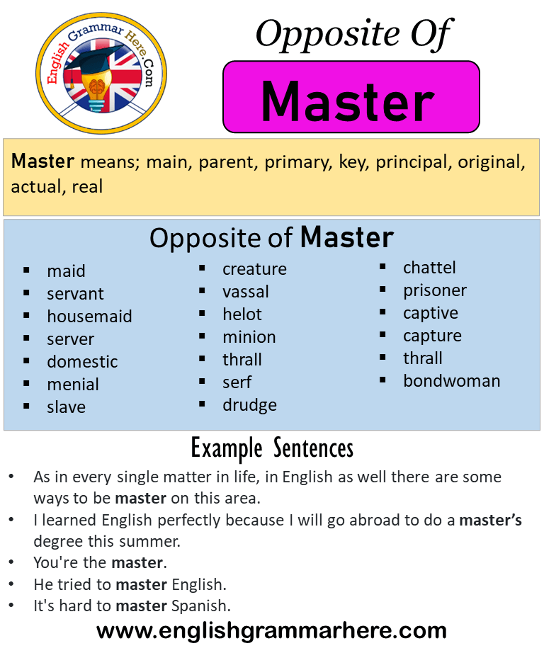 Opposite Of Master, Antonyms of Master, Meaning and Example Sentences
