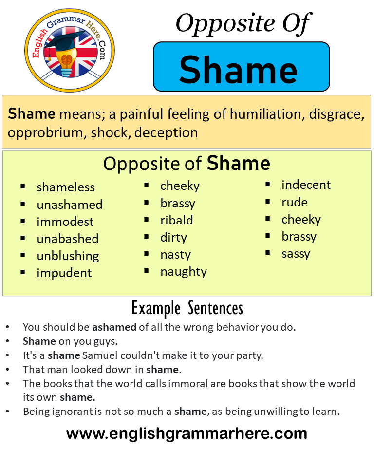 Opposite Of Shame Antonyms Of Shame Meaning And Example Sentences 