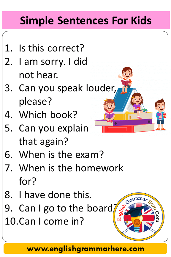 homework easy sentences