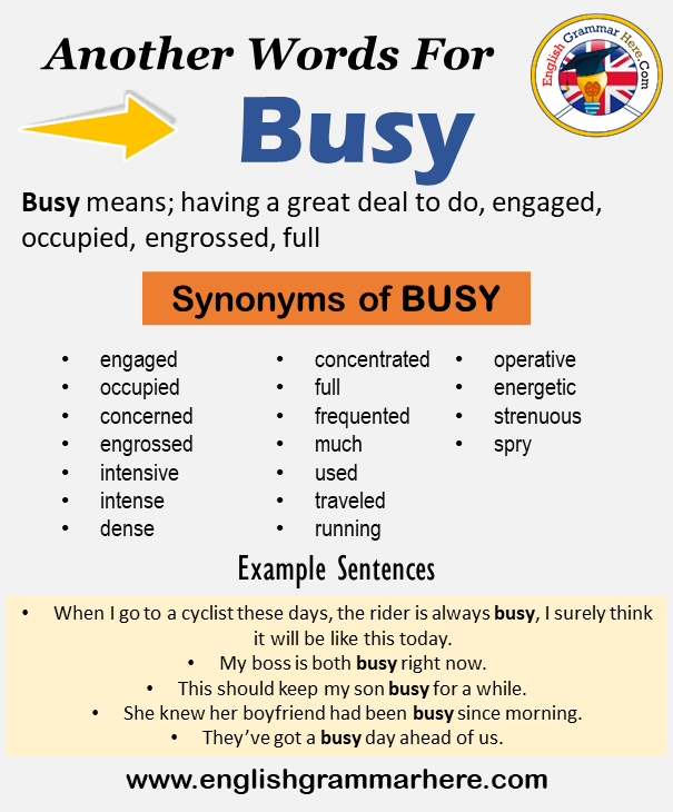 Another word for Busy, What is another, synonym word for Busy?