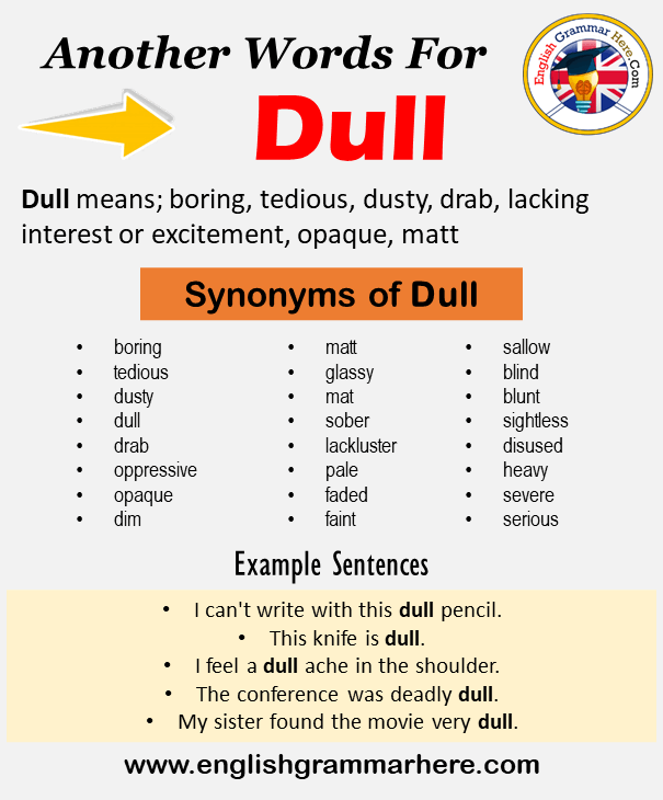 Another word for Dull, What is another, synonym word for Dull?