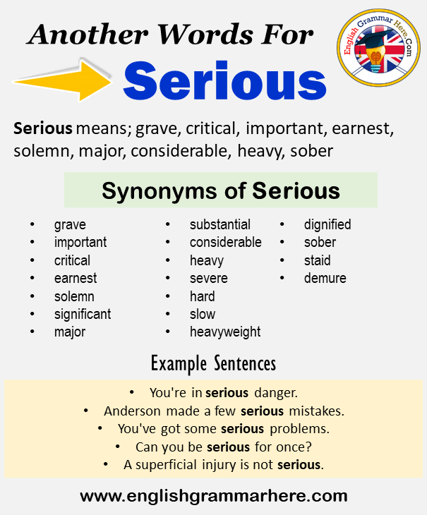Another word for Serious, What is another, synonym word for Serious?