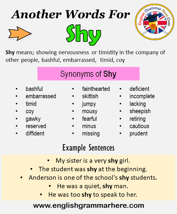 Another word for Shy, What is another, synonym word for Shy?