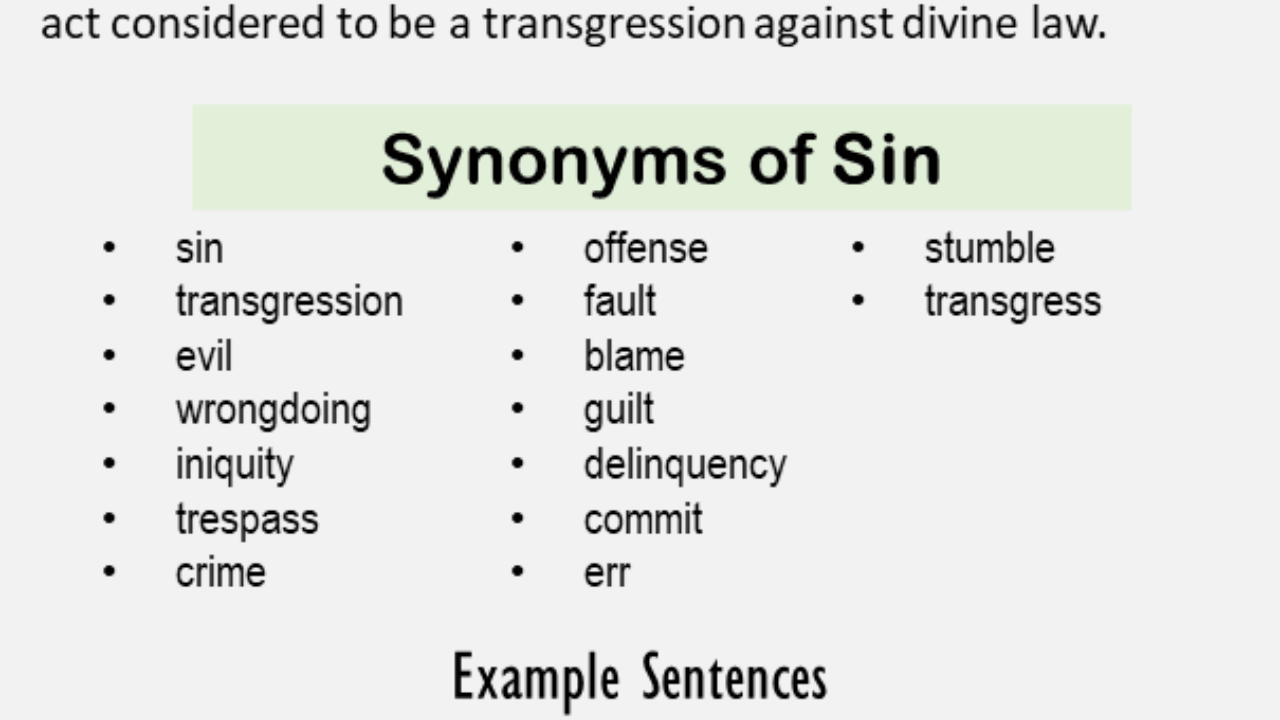 Another word for Sin, What is another, synonym word for Sin ...