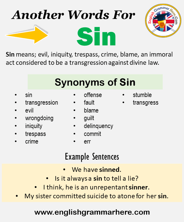 Another word for Sin, What is another, synonym word for Sin?