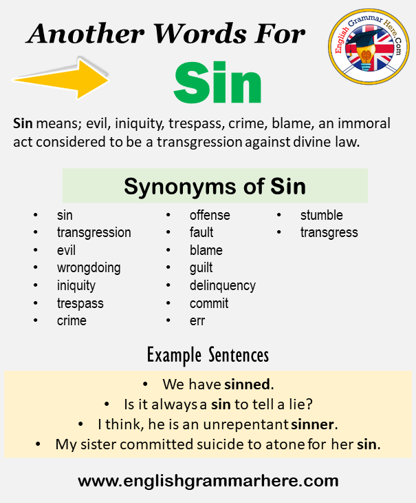 synonym for committed a sin